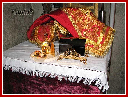 Дароносица, крестильный ящик, комплект красных покровцов, фото 2009 года