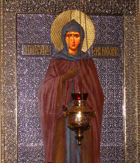 Православие, икона храма прп. Евфросинии Московской в Котловке ЮЗАО Москвы